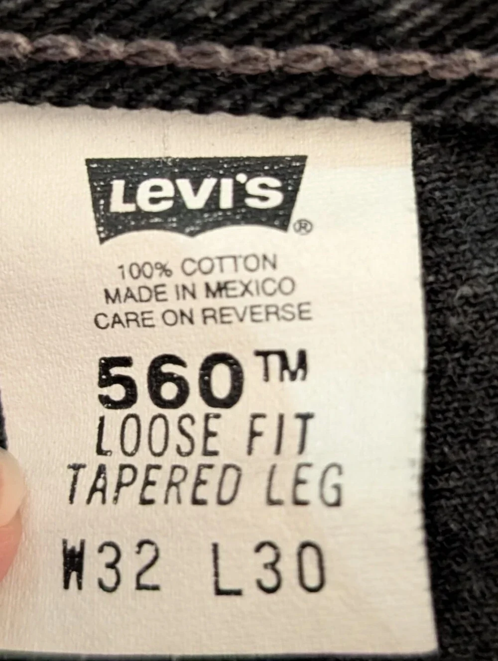 Levi's Men's 560 Black Loose Fit Tapered Leg Jeans 32 X 30